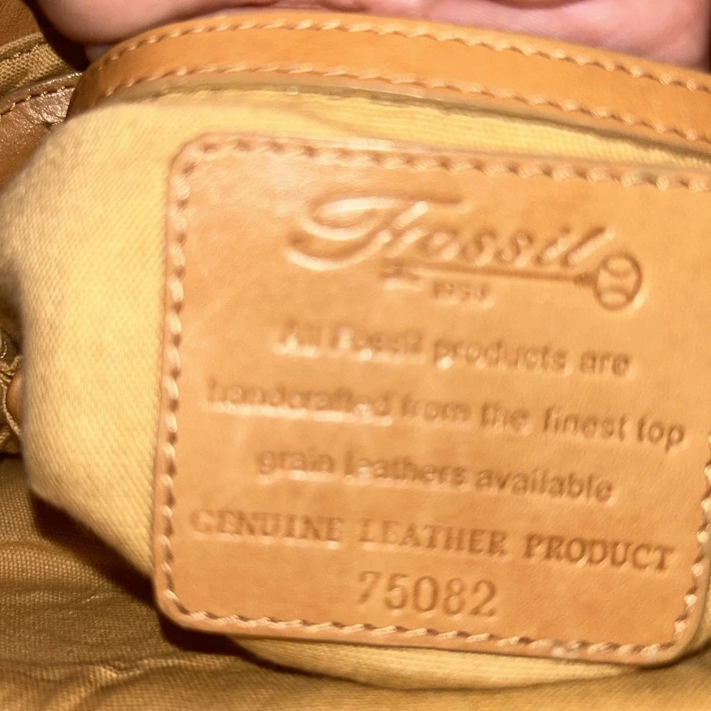 Vtg Fossil 75082 Leather Woven Crossbody Satchel Bag Caramel 1954 Collection